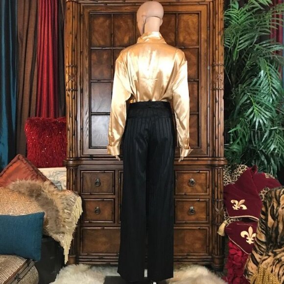 NWOT Anne Klein Onyx Textured Tuxedo Stripe Stretch Cotton Blend Trouser - Picture 4 of 9